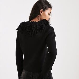 Luisa Cerano Elegant Black Women's Sweater with Fringe